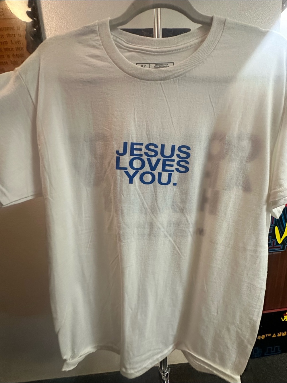 White "Jesus Loves You" Graphic Tee - Casual Short Sleeve